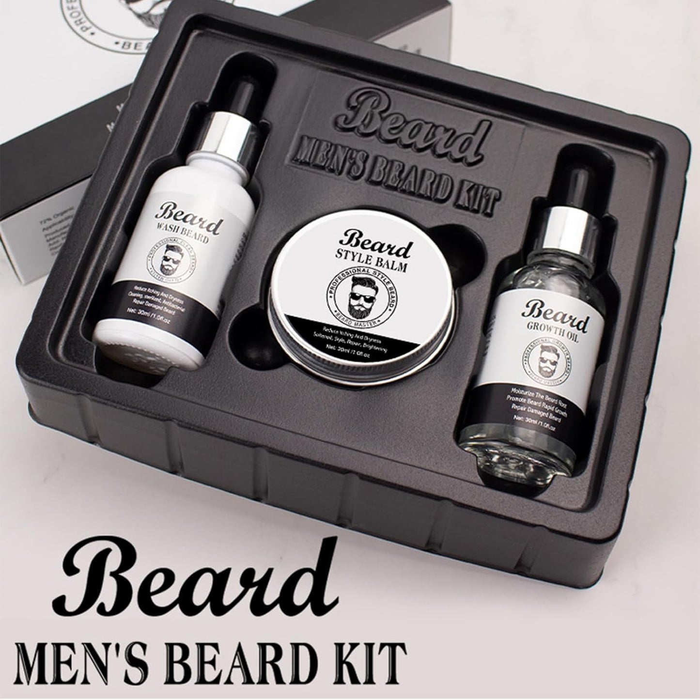 Beard Grooming Kit For Men, Stocking Fillers For Men With Beard Shampoo,Beard Growth Oil,Balm, Valentine Gifts For Men, Beard Growth Care Kit For Men, Father's Day Gift For Him, Birthday's Gift