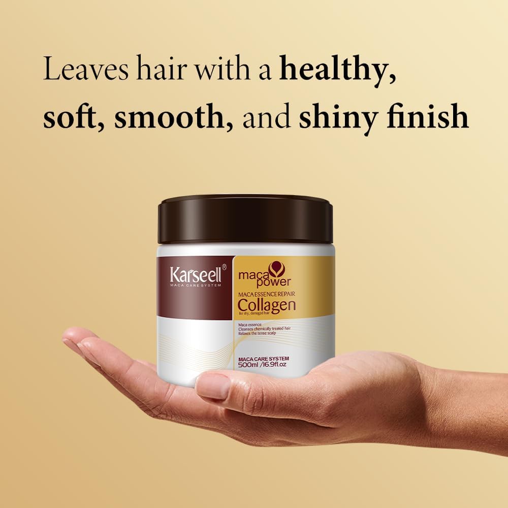 Karseell Collagen Hair Mask Maca Power, Deep Repair Hair Treatment Mask for Dry Damaged Hair All Hair Types, 500ml