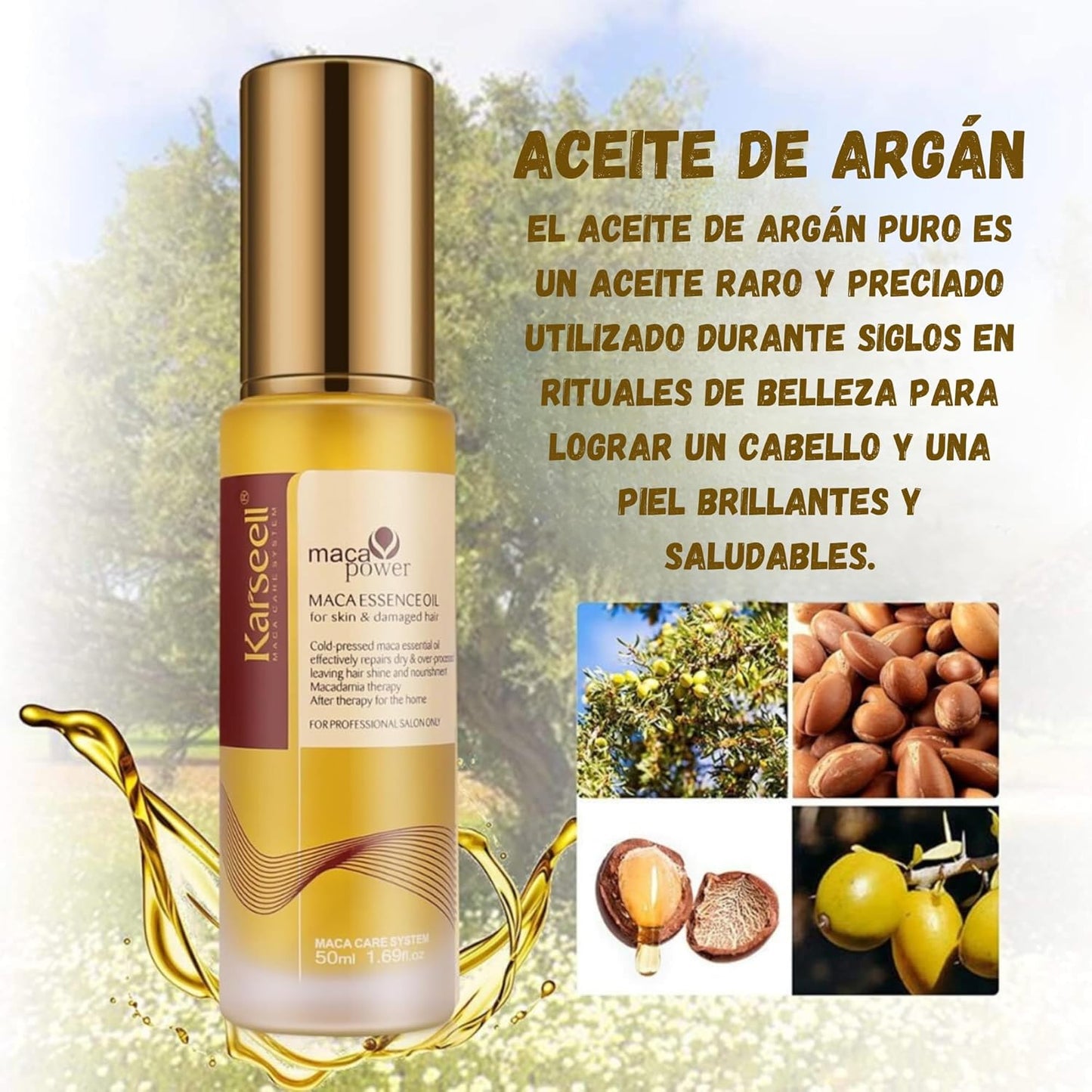 Karseell Moroccan Argan Oil for Hair Healing Cold Pressed Weightless Argan Oil Hair Serum for Dry Damaged Hair 50ml