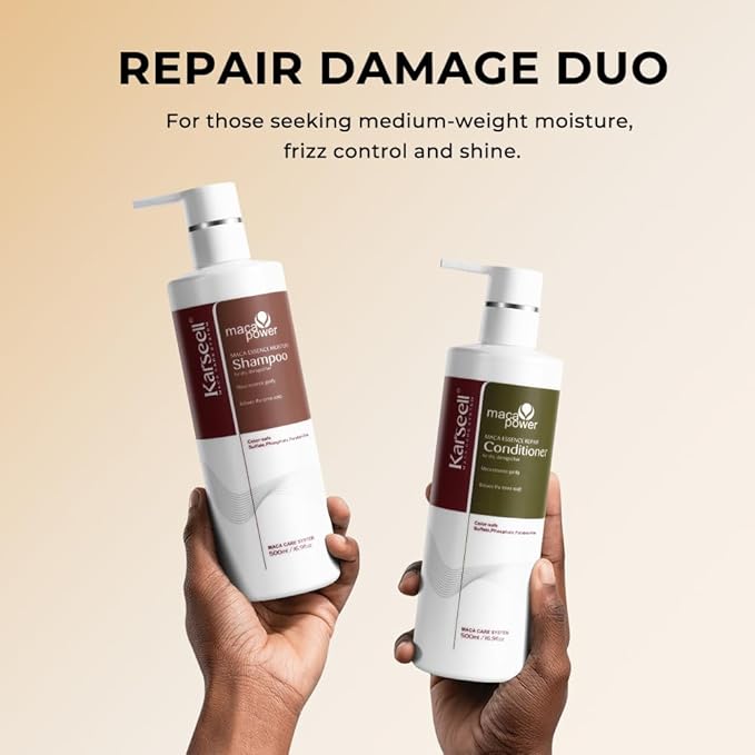 Karseell Moisturizing Shampoo and Conditioner Set, Maca Essence Hair Care Set Argan Oil Hair Treatment for Dry Damaged Hair All Hair Types, 2 x 500ml
