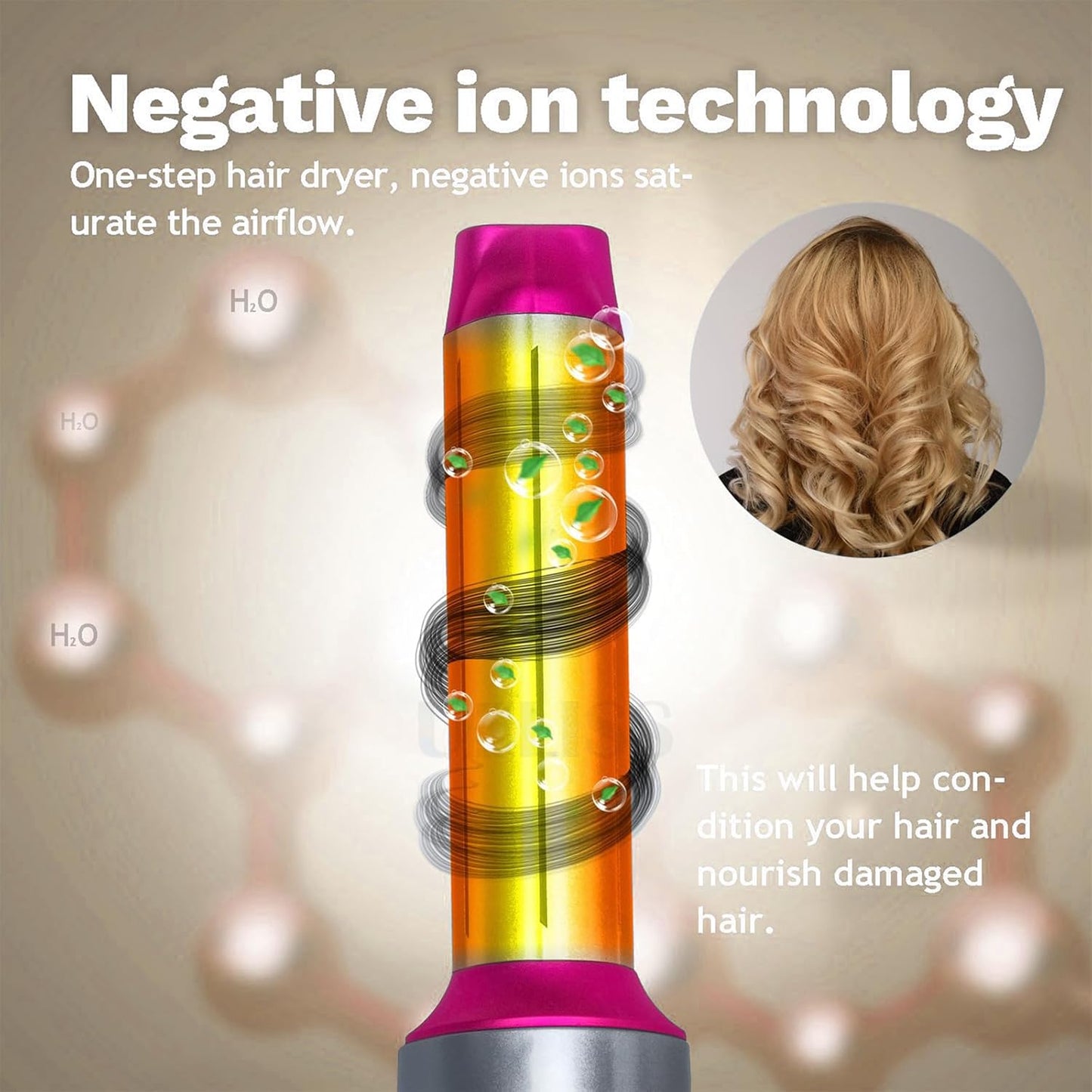 5 in 1 Hot Air Styler Set - Airflow Curler Wand Round Brush Hair Straightener for Volumizing, Drying, Hot Brushes for All Hair Lengths