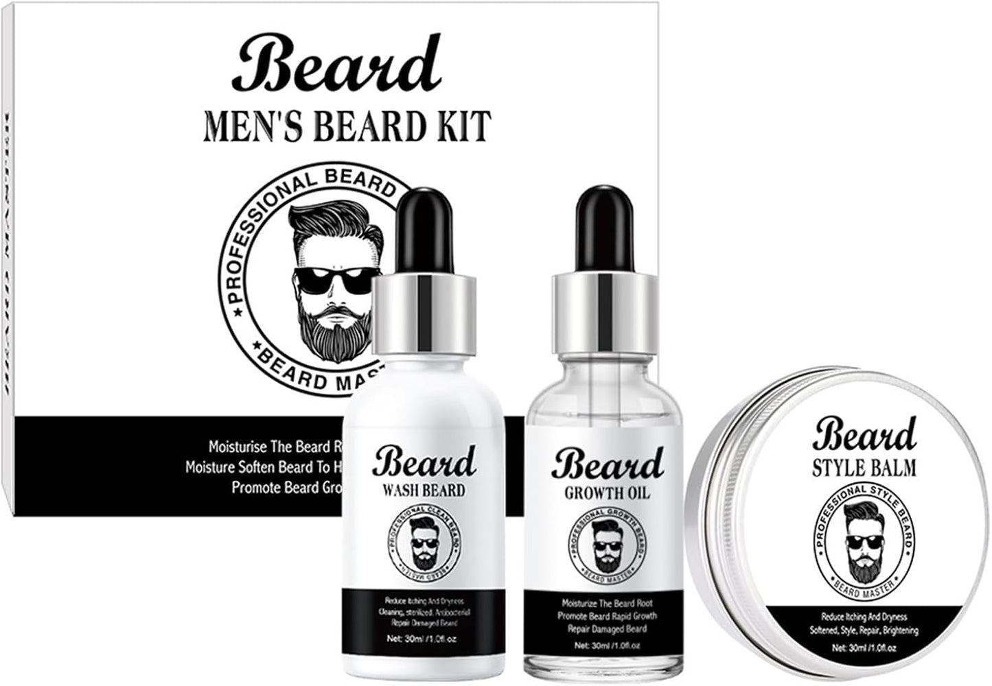 Beard Grooming Kit For Men, Stocking Fillers For Men With Beard Shampoo,Beard Growth Oil,Balm, Valentine Gifts For Men, Beard Growth Care Kit For Men, Father's Day Gift For Him, Birthday's Gift