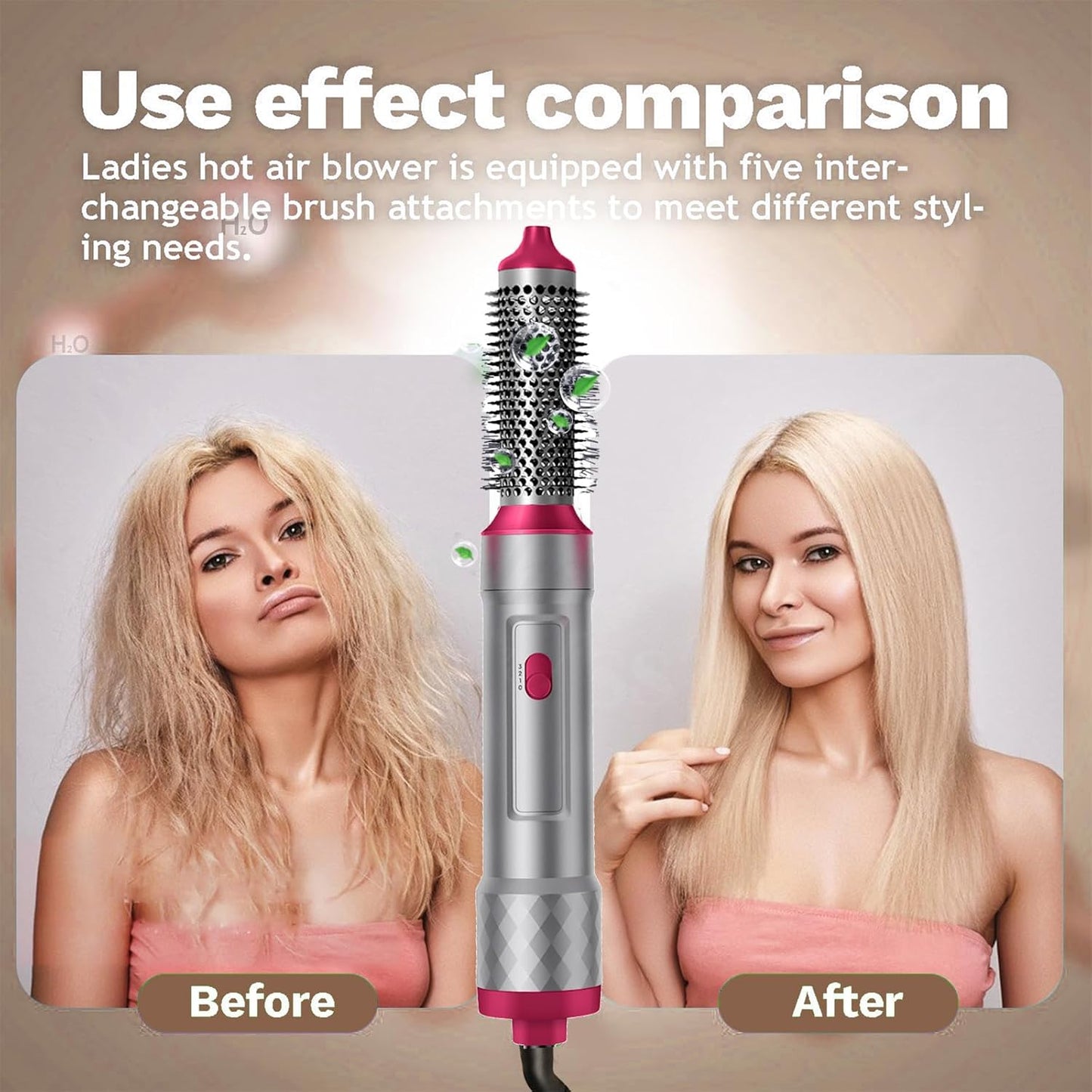 5 in 1 Hot Air Styler Set - Airflow Curler Wand Round Brush Hair Straightener for Volumizing, Drying, Hot Brushes for All Hair Lengths