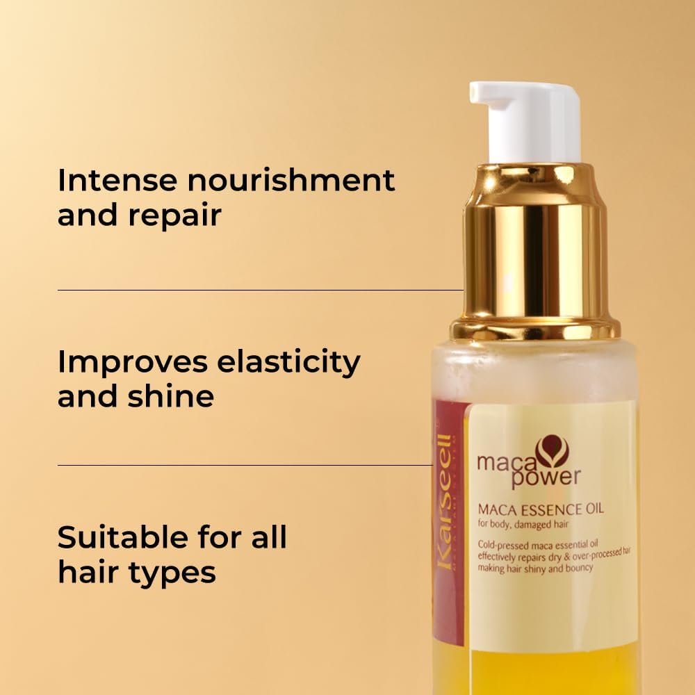 Karseell Collagen Maca Essence Repair Set, Collagen Hair Mask 500ml & Maca Essence Hair Oil 50ml, Argan Oil Hair Treatment for Dry Damaged Hair All Hair Types