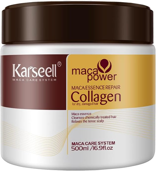 Karseell Collagen Hair Mask Maca Power, Deep Repair Hair Treatment Mask for Dry Damaged Hair All Hair Types, 500ml