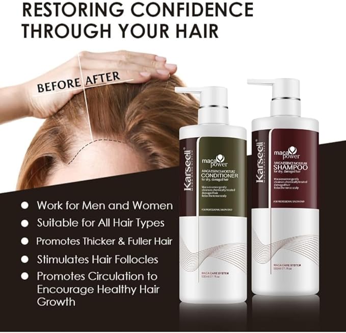 Karseell Hair Repair Set with Shampoo, Conditioner, and Maca Collagen Mask Plus Argan Oil for Dry Damaged Hair (52.39 fl oz), Multipack