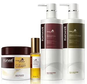 Karseell Hair Repair Set with Shampoo, Conditioner, and Maca Collagen Mask Plus Argan Oil for Dry Damaged Hair (52.39 fl oz), Multipack