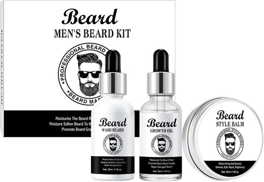 Beard Grooming Kit For Men, Stocking Fillers For Men With Beard Shampoo,Beard Growth Oil,Balm, Valentine Gifts For Men, Beard Growth Care Kit For Men, Father's Day Gift For Him, Birthday's Gift