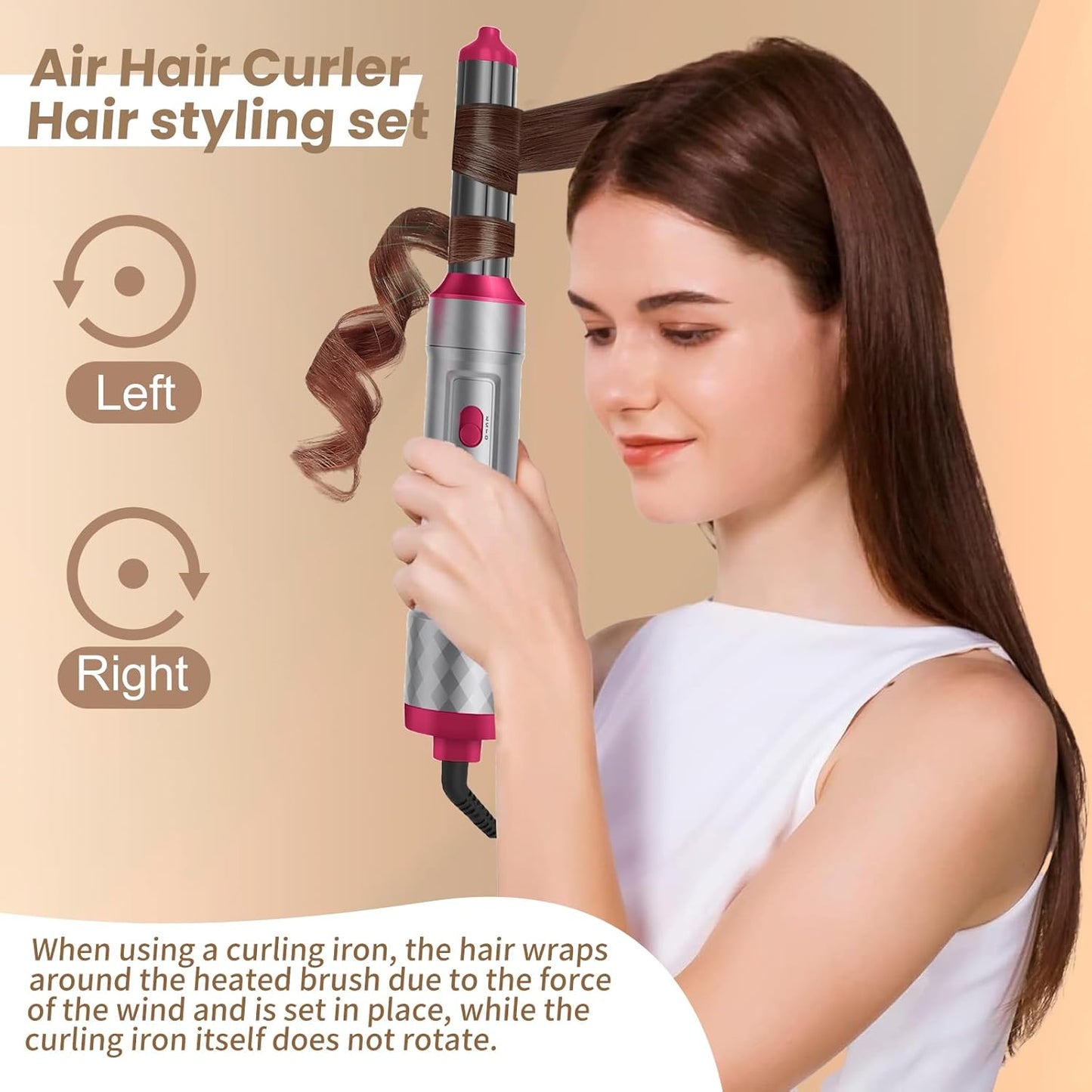 5 in 1 Hot Air Styler Set - Airflow Curler Wand Round Brush Hair Straightener for Volumizing, Drying, Hot Brushes for All Hair Lengths